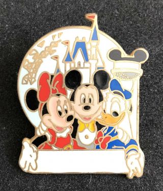 Wdw Blank Name Pin Three Disney Parks Fab 3 Mickey Mouse Minnie Donald Duck