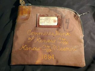 Vintage Commerce Bank Of Kansas City Arco Bag W/ Locking Feature & Key