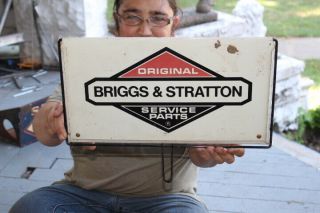 Vintage 1960s Briggs & Stratton Service Parts Farm Gas Oil 2 Side 15 " Metal Sign
