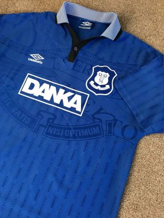 Rare Vintage 1995 Everton Fc Football Club Danka Home Shirt Umbro L Large