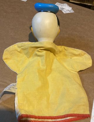 Vintage DONALD DUCK Hand Puppet 10.  5” WALT DISNEY Plastic Head 1960s 3