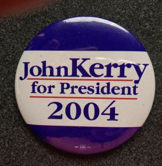 2004 John Kerry For President 3 " Political Campaign Button / Pin