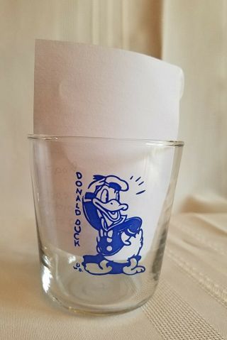 Vintage Disney Donald Duck 1930 ' s Bosco Glass Drinking Glass 2