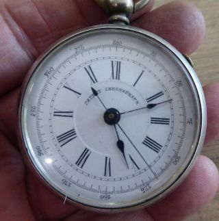 Quality Antique Solid Silver Centre Sweep Chronograph Pocket Watch
