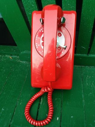 Vintage Stromberg Carlson Itt Rotary Dial Wall Telephone Red Phone