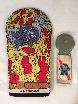 Pabst PBR Pizza Art Party Pack Oven Mit Pizza Cutter Coasters Keychains Sticker 3