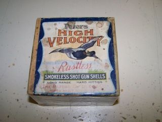 Peters High Velocity 2 - Part Empty Shot Shell Box Vintage Shotgun Shotshell 12ga