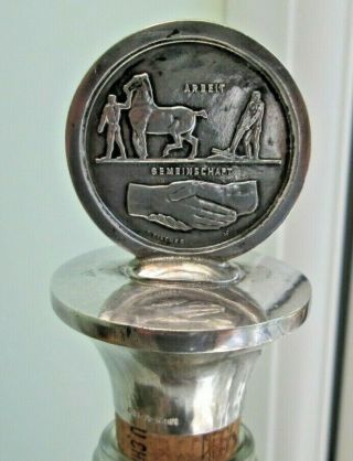 Swiss Solid Silver Bottle Stopper With Rare 1939 Zurich Exposition 5 Franc Coin