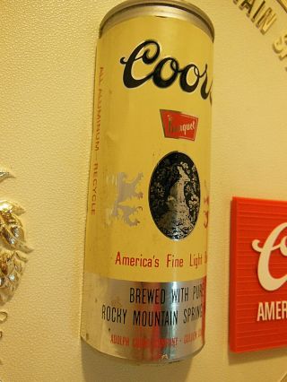 VINTAGE COORS BEER HALF BEER CAN ADVERTISING ROUND PLASTIC WALL SIGN 3