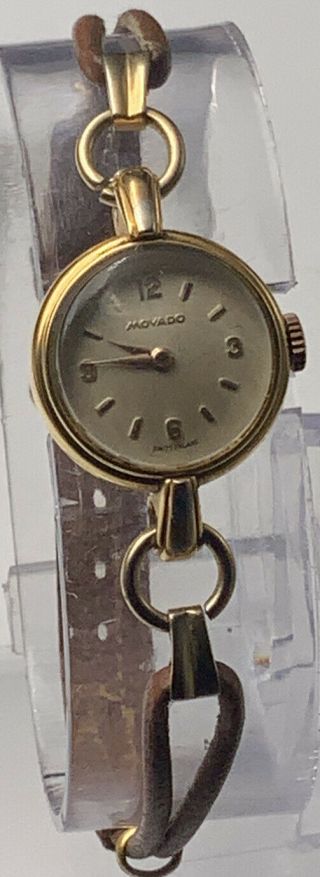 Rare Vintage Ladies Movado Swiss Made Gold Plated Watch Gwo Strap