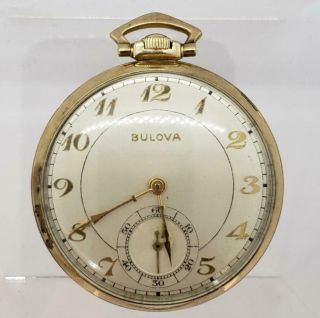 Vintage Bulova 10k Gold Rgp Pocket Watch 17 Jewel