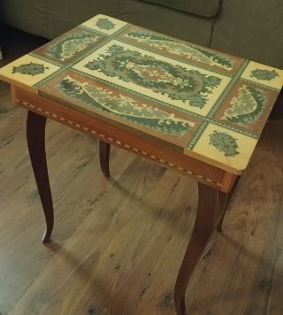 Vintage Inlaid Italian Jewerly Box,  Sewing Box,  Side Table - Wind Up Musical
