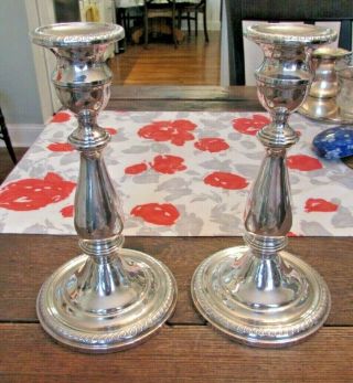 Antique Mueck Carey Co Sterling Silver Large Tall Candlesticks Weighted