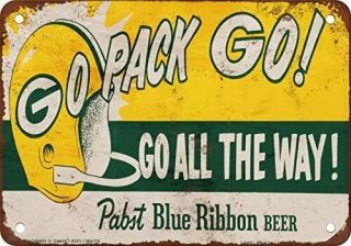 1961 Packers And Pabst Blue Ribbon Beer Bar Pub Happy Hour Metal Tin Sign 12x18