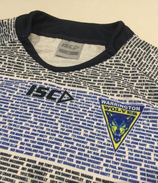 Mens ISC Warrington Wolves ' PLAYER NAMES Jersey (M) ' RUGBY SHIRT RARE VINTAGE ' 2