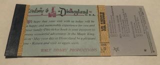 Vintage Disneyland Ticket Booklet From Disneyland’s Past.