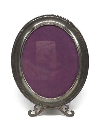 Antique Victorian Art Nouveau Footed Sterling Silver Oval Photo Picture Frame V