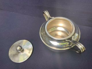 Vintage Usn Navy Covered Sugar Bowl Oversize Heavy Silver Plate Reed Barton