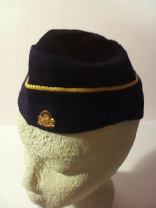 Vintage Boy Scout Bsa Cub Scout Blue Den Mother Hat Cap Womens Size 21 W/ Pin