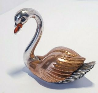 Vintage Solid Silver Italian Made Miniature " Large Swan " Hallmarked Stunning