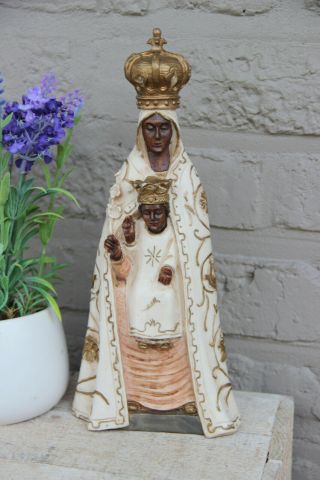 Vintage Black Madonna Religious Figurine Cast Resin