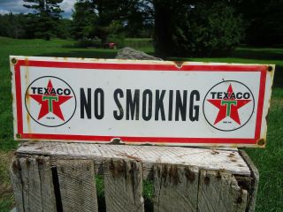 Old Vintage 1950s Texaco Star " No Smoking " Porcelain Enamel Sign Advertising