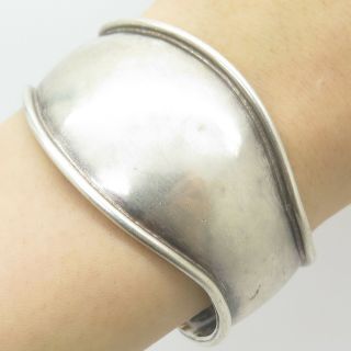 Vtg Mexico 925 Sterling Silver Wide Modernist Cuff Bracelet 6.  5 "