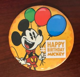 Disney Parks Happy Birthday Mickey Wdw Disneyland Exclusive Button Pin Badge