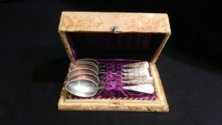 Vintage Sterling Silver Spoons “s " Set Of 6 Etched Flowers With Case