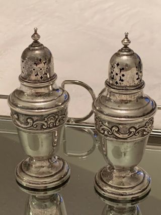 Vintage Pair Gorham Strasbourg Solid Sterling Silver Salt & Pepper Shakers