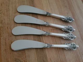 4 Wallace Grande Baroque Sterling Silver Hh Butter Paddle Knife Spreader 6 1/8 "