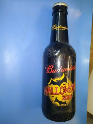 Large Budweiser King Of Beers Jumbo Glass Beer Bottle Bank Halloween 2000 15”