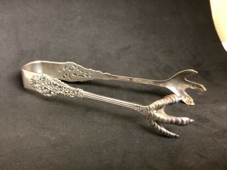 Vintage Reed & Barton Sterling Silver Florentine Lace Sugar Tongs 4 1/8 " 21.  8g