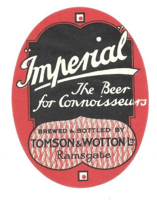 Old Beer Label/s - Uk - Tomson & Wotton - Ramsgate - (b)
