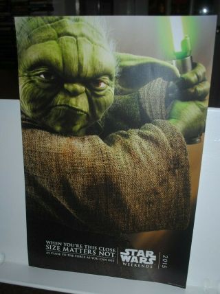 2015 Star Wars Weekends Promotional Poster,  12x18,  Heavy Stock,  Disney,  Yoda