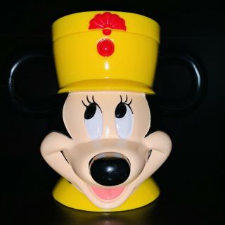 Vintage Disney On Ice Mickey Mouse Mug Flip Top Hat Lid Cup Yellow