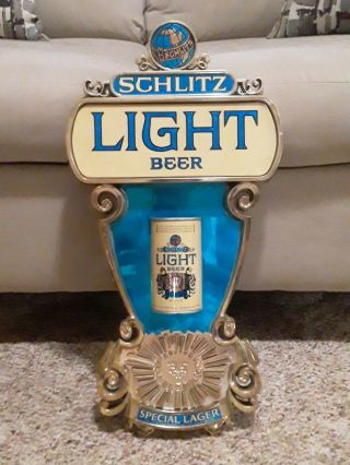 Vintage Schlitz Light Beer Special Lager 1976 Beer Sign Molded Plastic