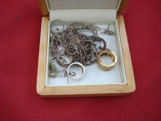 Large Joblot of Sterling Silver Items,  Mostly Vintage,  Rings,  Chains,  Pendants 2