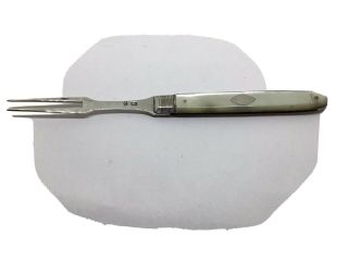 C1830 Georgian William Iv Solid Silver Mother Of Pearl Folding Travelling Fork