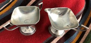 Vintage Sterling Silver Weighted Sugar And Creamer Set Marked Hm