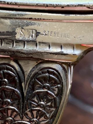 Vintage Sterling Silver Vanity Hand Held Mirror 13” Huge