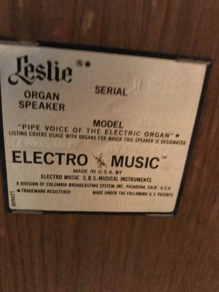 VINTAGE LESLIE Model 130 SPEAKER for HAMMOND Organ - circa 1960 ' s 160 watt 2