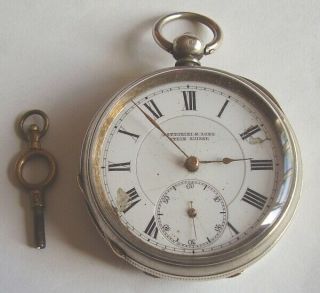 Antique Silver Pocket Watch Key Winding Order 4 Small Repair Circa 1890