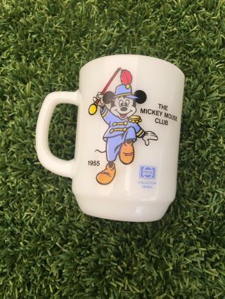 Vintage Walt Disney Mickey Mouse Club 1955 Pepsi Mug,  Anchor Hocking Milk Glass