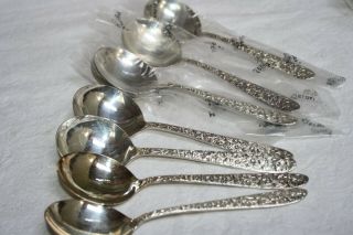 National Silver Co.  Silver Plated Flatware " Narcissus " (8) Cream Soup Spoons 7 "