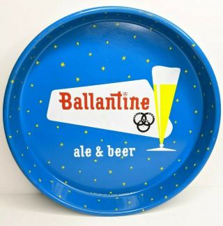 Ballantine Ale & Beer Metal Bar Serving Tray Newark,  Nj Vintage Blue W/ Stars