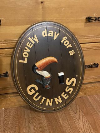 Guinness Oval Toucan Lovely Day For A Guinness 3d Wood Bar Pub Sign