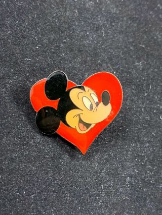 Disney Pin - Mickey Mouse Head In Red Heart