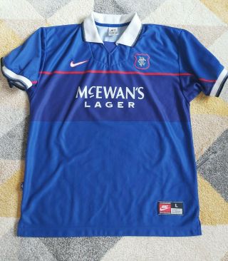 Glasgow Rangers Home Shirt 1997 - 99 Size Large Nike Vintage Rare Retro Jersey