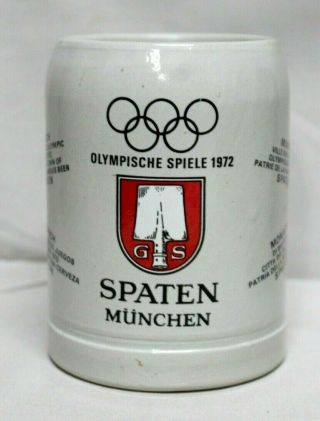 German 1972 Munich Olympics Spaten.  5l Beer Stoneware Mug